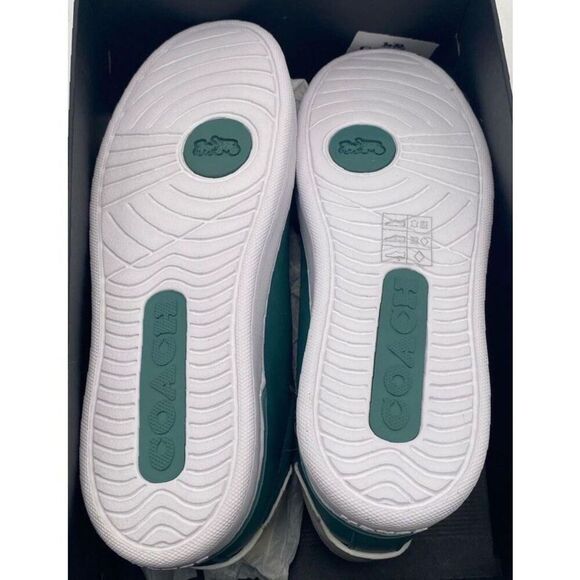 New Coach MENS Size 8.5‎ Chalk Ocean Clip All Leather Low Top Sneakers - Picture 2 of 4